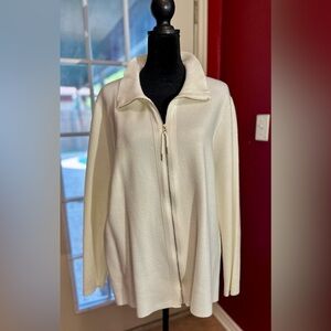 Soft Surroundings Women’s Full Zip  Sweater – Cream, Style 3CP31, PXL